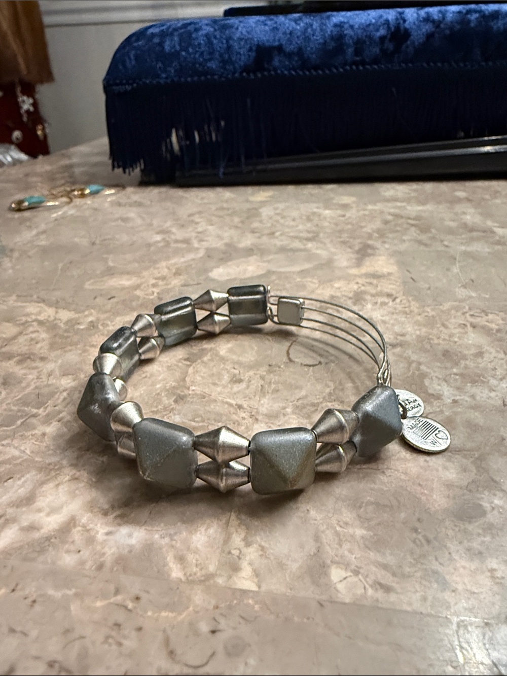 Alex and Ani impulse glacier glass and Silvertone bracelet